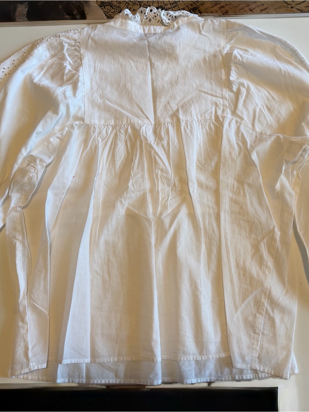 LOFT White Eyelet Button Front Peasant Blouse - Picture 4 of 7